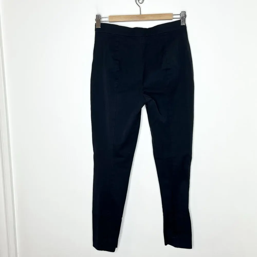 Everlane High Rise Cotton Pants Black Womens 4 Side Zipper Tapered Minimalist